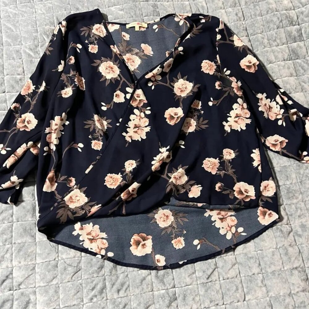 Navy blue floral shirt